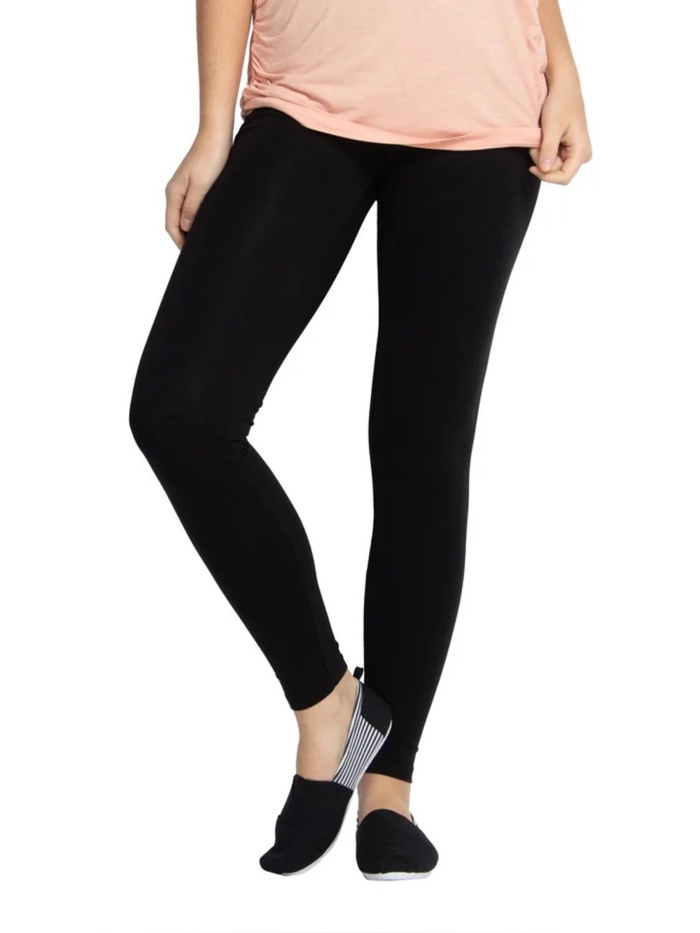 Wide Comfort Waistband Women's Black Cotton Leggings